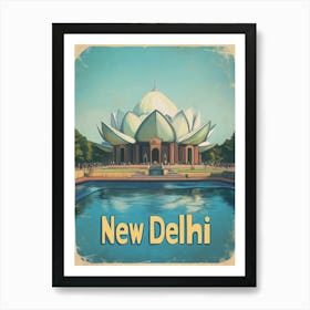 Aihrgdesign A 1970s Inspired Travel Poster For New Delhi 3 Art Print