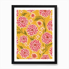 Dahlia Floral Print Warm Tones 1 Flower Art Print