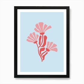 Blue And Pink Abstract Flower Art Print