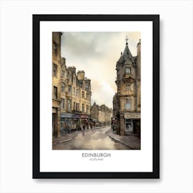 Edinburgh Scotland Watercolour Travel Poster 4 Art Print