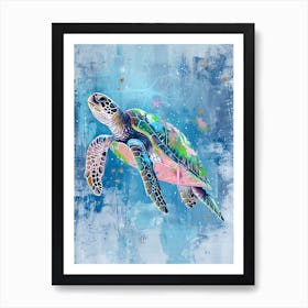 Sea Turtle Deep In The Ocean 3 Art Print