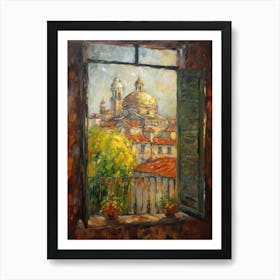 Window View Of Venice In The Style Of Impressionism 2 Art Print