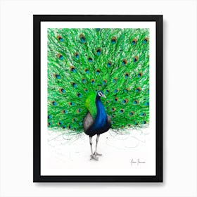 Prancing Peacock Art Print