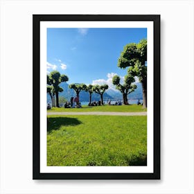 Bellagio lake como park Art Print