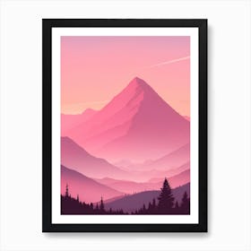 Misty Mountains Vertical Background In Pink Tone 75 Art Print