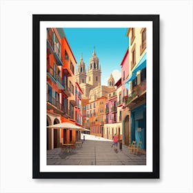 San Sebastian, Spain, Flat Illustration 3 Art Print