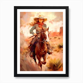 Cowgirl Impressionism Style 6 Art Print
