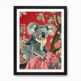 Floral Animal Painting Koala 4 Art Print