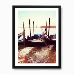 Waterfront Gondola Prows Venice Art Print