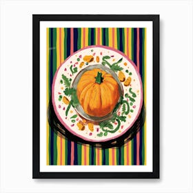 A Plate Of Pumpkins, Autumn Food Illustration Top View 45 Art Print