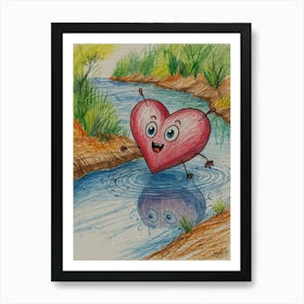 Heart In Water Art Print