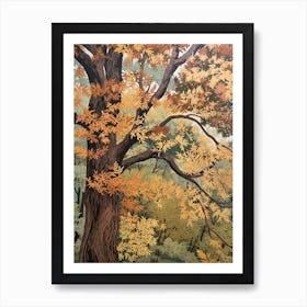 Ash 2 Vintage Autumn Tree Print  Art Print