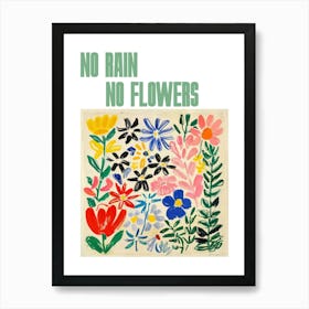 No Rain No Flowers Poster Flowers Painting Matisse Style 6 Art Print