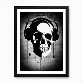 Skull With Headphones 103 Art Print