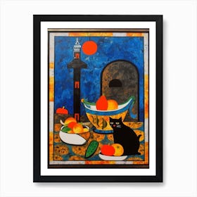 Stock With A Cat 2 Surreal Joan Miro Style  Art Print