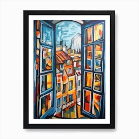 Window View Of Copenhagen Denmark In The Style Of Cubism 4 Art Print