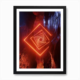 Neon landscape: Squares #2 red [synthwave/vaporwave/cyberpunk] — aesthetic retrowave neon poster Art Print