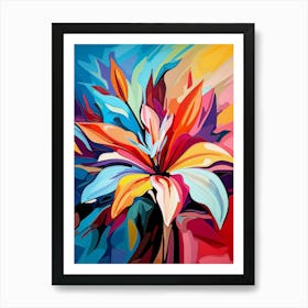 Lily Flower II, Abstract Vibrant Colorful Painting in Van Gogh Style Art Print