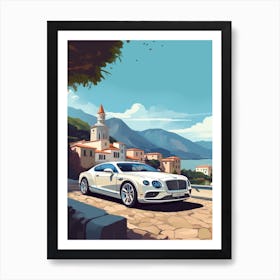 A Bentley Continental Gt In Amalfi Coast, Italy, Car Illustration 3 Art Print