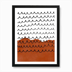 Abstract Dark Terracotta Block Print Art Print