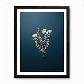 Gold Botanical Dr. Gills Selago Flower on Dusk Blue n.0671 Art Print