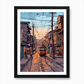 Painting Of Toronto Canada In The Style Of Line Art 2 Art Print