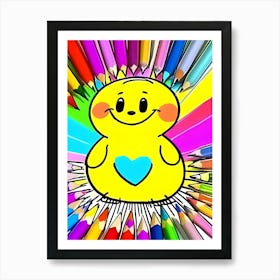 Yellow Bird With A Heart-Reimagined Art Print