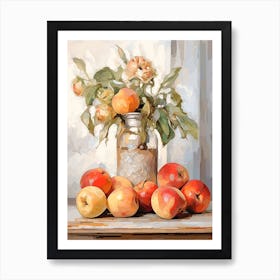 Poppy Flower And Peaches Still Life Painting 4 Dreamy Art Print