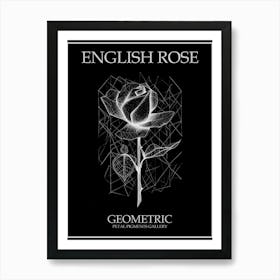 English Rose Geometric Line Drawing 2 Poster Inverted Art Print