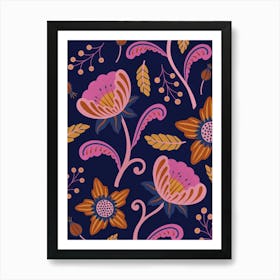 Floral Pattern purple Art Print