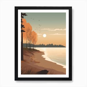 Autumn , Fall, Landscape, Inspired By National Park in the USA, Lake, Great Lakes, Boho, Beach, Minimalist Canvas Print, Travel Poster, Autumn Decor, Fall Decor 27 Art Print