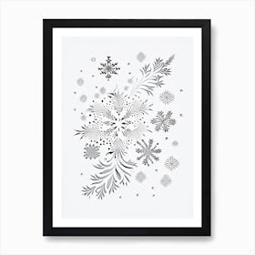 Falling, Snowflakes, William Morris Inspired 1 Art Print