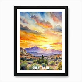 Great Basin National Park Watercolor Painting Art Print