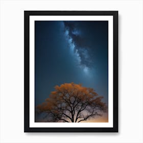 Lone Tree At Night illuminated Art Print
