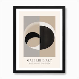 Galerie D'Art Abstract Geometric Circle Beige And Black 4 Art Print