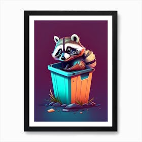 Dumpster Diving Raccoon Cute Digital Art Print