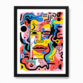 Geometric Colourful Face Illustration 3 Art Print