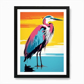 Andy Warhol Style Bird Great Blue Heron 2 Art Print