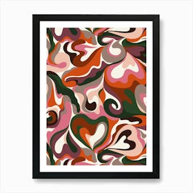 Abstract Retro Hearts 1 Art Print