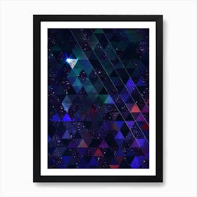 Abstract Geometric Triangle Cosmic Space Pattern in Blue n.0005 Art Print