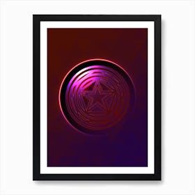 Geometric Neon Glyph on Jewel Tone Triangle Pattern 103 Art Print