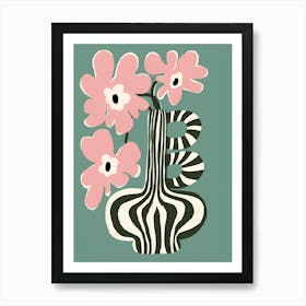 Pink Zebra Vase Art Print