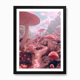 Pink Surreal Mushroom 3 Art Print