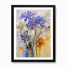 Abstract Flower Painting Agapanthus 3 Art Print