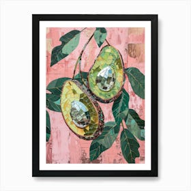 Disco Ball Avocado Tree Mosaic Painting Kitchen Art Print