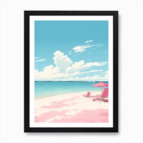 An Illustration In Pink Tones Of  Grace Bay Beach Turks And Caicos 3 Art Print
