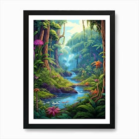 Jungle Landscape Pixel Art 1 Art Print