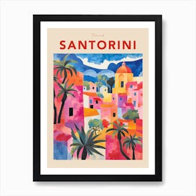 Santorini Greece 2 Fauvist Travel Poster Art Print