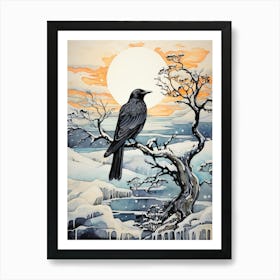 Winter Bird Painting Raven 3 Art Print