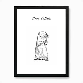 B&W Sea Otter Poster Art Print